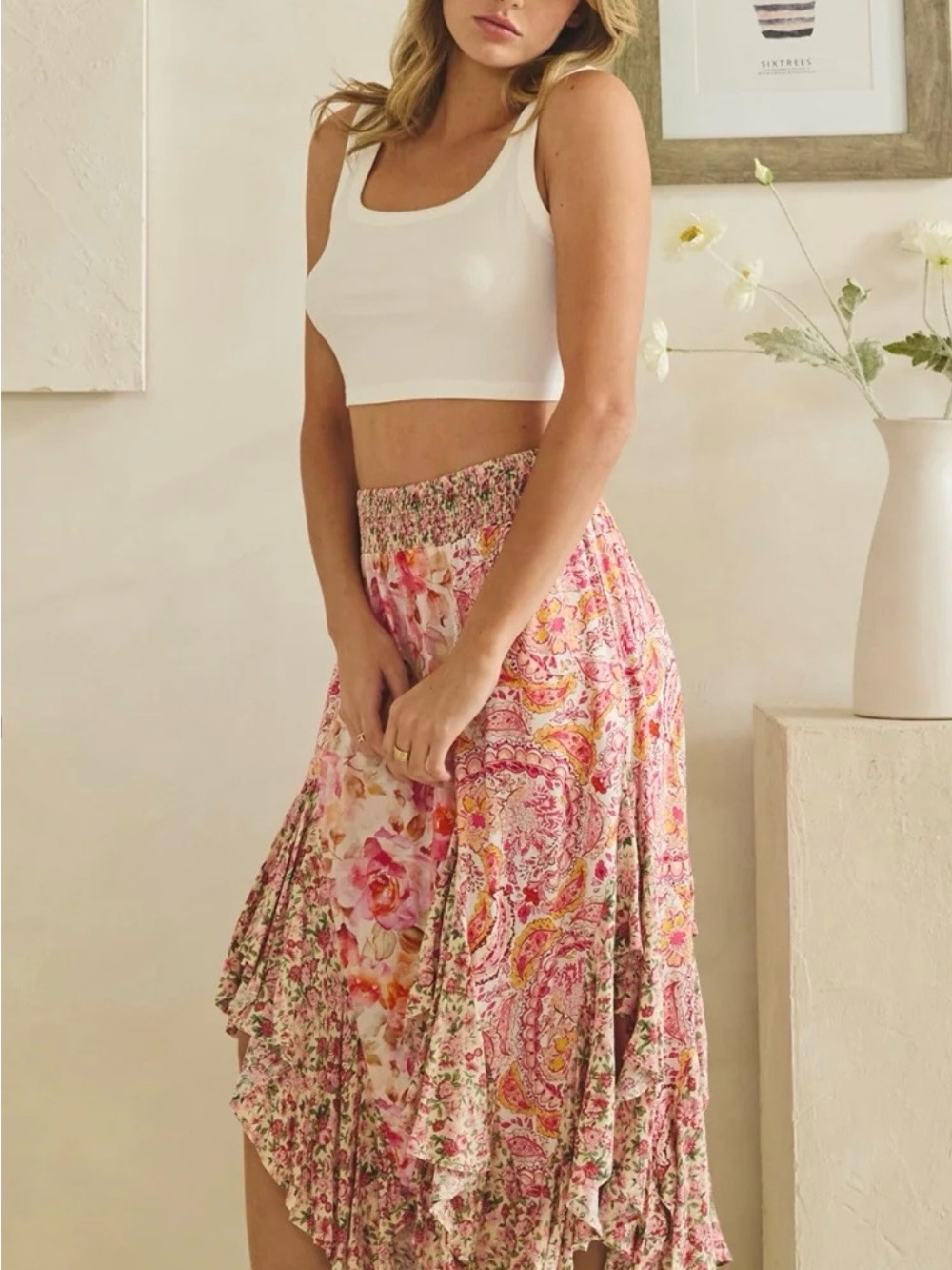 Oli & Hali Washed Floral Midi Skirt - Picture 7 of 9